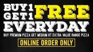 Buy 1 Get 1 Free Pizza (Online)
