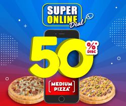 2 Medium Pizza SAVE 50% OFF